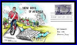 1015 3c Stamp (1952) NEWSPAPER BOYS FDC HD/HP PAULA BOGERT MISSPELLING ERROR