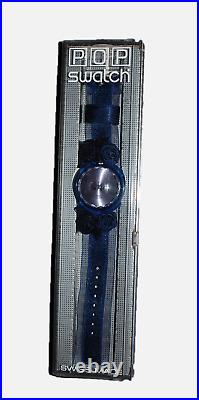 1999 Pop King Blue Flowered Swatch with Textile Band PMN108