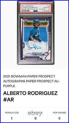 2021 Bowman Paper #PAPR-AR Alberto Rodriguez 1st Purple Auto /250 PSA 10! Jays