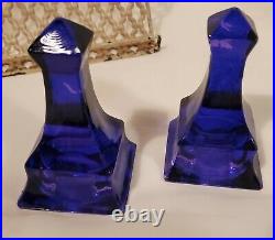 2pc VTG Colbalt Blue Purple Heavy Glass Beautiful Column Design Paper Weights