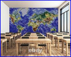 3D Blue Purple A313 World Map Wallpaper Wall Mural Removable Self-adhesive Amy