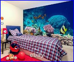 3D Blue Purple Coral ZHU476 Wallpaper Wall Mural Removable Self-adhesive Ann