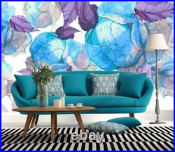 3D Blue Purple Floral Wallpaper Wall Mural Removable Self-adhesive 524