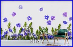 3D Blue Purple Floral Wallpaper Wall Murals Removable Wallpaper 203