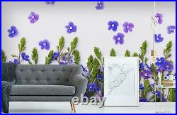 3D Blue Purple Floral Wallpaper Wall Murals Removable Wallpaper 203