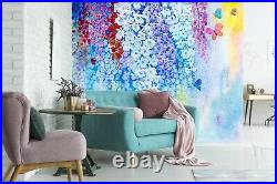 3D Blue Purple Flower 598NA Wallpaper Wall Mural Removable Self-adhesive Fay