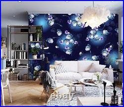 3D Blue Purple Flower KEP346 Wallpaper Mural Self-adhesive Removable Sticker Kay