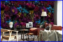 3D Purple Blue Flower 503NAO Wallpaper Wall Mural Self-adhesive Uta Naumann Fay
