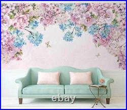 3D Purple Blue Flowers D5617 Wall Paper Wall Print Decal Deco Wall Mural CA Romy