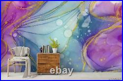 3D Purple Blue Marble Texture Self-adhesive Removable Wallpaper 333-JN