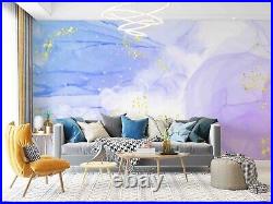 3D Watercolor Purple Blue Marble Wallpaper Wall Murals Removable Wallpaper