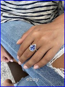 4.07 ctw Tanzanite & Diamond Ring 14KT White Gold GAS Appraised $8,080 w. Papers