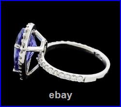 4.07 ctw Tanzanite & Diamond Ring 14KT White Gold GAS Appraised $8,080 w. Papers