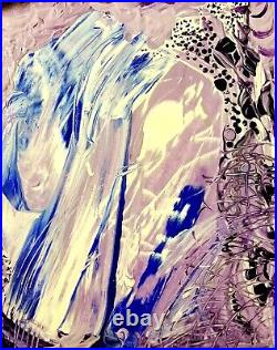 ABSTRACT Painting PRINT 20 x 30 Framed, Acrylic Paint Pouring Purple, Fluid Art