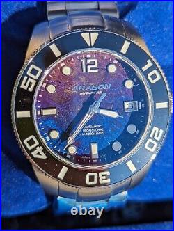 ARAGON Divemaster 42 NH35 Purple Blue Meteorite Automatic Watch 24 Jewels