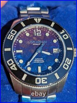 ARAGON Divemaster 42 NH35 Purple Blue Meteorite Automatic Watch 24 Jewels
