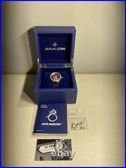 ARAGON Shooting Star Watch Model A211PUR Purple Face, Stainless Steel Band