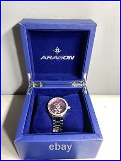 ARAGON Shooting Star Watch Model A211PUR Purple Face, Stainless Steel Band