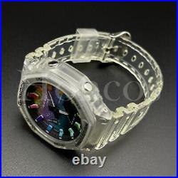 Custom Made G-Shock Watch GA2100SKE-7A Casio YL/PP/BL Dial Rainbow Scale Ring