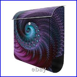 Design Mailbox with Newspaper Compartment Letter Box Traversing Fractal Purple