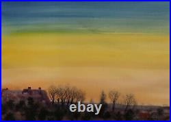 Graphic Landscape Yard Home Purple Blue Green Yellow Picture