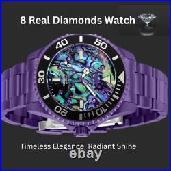 Invicta Women's Pro Diver Abalone Dial 8 REAL Diamonds Quartz Steel Watch RARE
