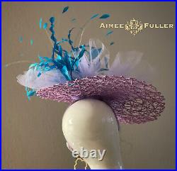 Kentucky Derby Hat Royal Ascot Del Mar Fascinator Turquoise Blue Purple Lavender