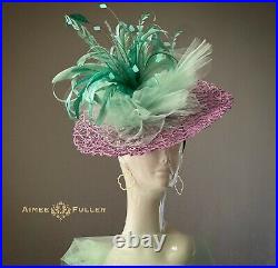 Kentucky Derby Hat Royal Ascot Del Mar Fascinator Turquoise Blue Purple Lavender