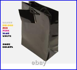 Lot of Custom Name Print GlossLaminate Multicolor Paper Bags With Satin Handles