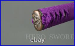 Purple 1095 Blade Japanese Ninja Traditional Hand Made Samurai Straight Sword