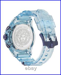 Versace Mens Icon Active Transparent Blue 44mm Strap Fashion Watch