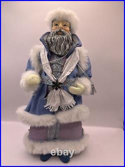 Vintage Paper Mache Father Christmas / Santa Claus Blue & Purple Ornate Rare